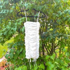 Tiger Mist White ZION Dress Ruched Spaghetti Strap Tie NWT